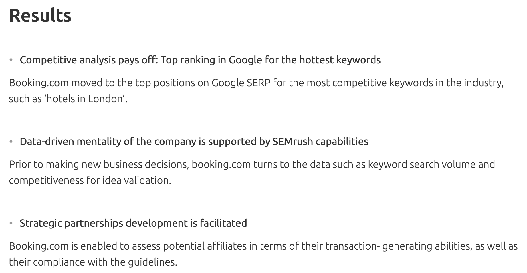 SEMrush Results